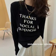 批发字母印花磨毛长袖T恤女<b class='q'>欧洲站</b>冬装2026<b class='q'>新款</b>欧货女装时尚打底衫潮