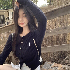批发已出货 刺绣麻花针织开衫外套女装秋季新款韩版修身软糯长袖上衣