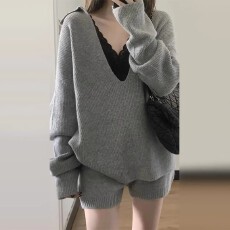 批发早秋季灰色针织毛衣套装<b class='q'>连衣裙</b>子女2025年新款<b class='q'>气质</b>一整套ootd穿搭