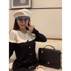 批发法式小众甜辣撞色长袖针织衫A字半身裙女秋季2023新款时尚两件套