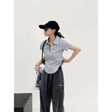 批发已出货 纯棉好质量 polo领短款辣妹t恤休闲显瘦<b class='q'>短袖</b>