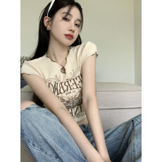 批发已出货 纯棉 32支拉架 辣妹修身显瘦短款正肩<b class='q'>短袖</b>