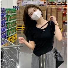 已出货 95棉 好质量 新款短袖t恤女短款