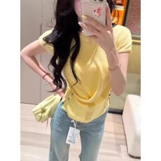 批发已出货 不规则圆领短袖<b class='q'>针织衫</b>女夏季新款洋气设计感收腰<b class='q'>短款</b>上衣