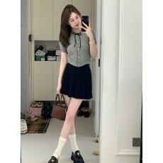 批发已出货 <b class='q'>短款</b>上衣小个子薄镂空夏季短袖针织开衫女蝴蝶结泡泡袖t恤