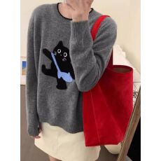 批发已出货设计新款韩系洋气套头毛衣女<b class='q'>可爱</b>猫咪保暖内搭针织