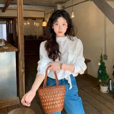 批发已出货古港风木耳边飘带天丝<b class='q'>衬衫</b>女春夏款宽松肌理感<b class='q'>长袖</b>