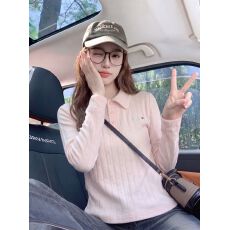 已出货花长袖t恤打底衫女春秋新款设计韩版系POLO领上衣