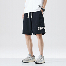 批发<b class='q'>高端</b>美式潮牌宽松大码刺绣五分裤男新潮休闲运动短裤