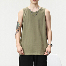 批发夏季纯棉无袖背心男宽松潮牌ins美式坎肩运动健身纯色短袖潮