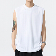 批发美式运动背心男士夏季白色宽松潮流无袖T