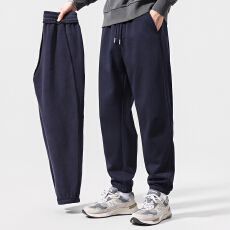 批发秋冬季新款针织束脚拼接休闲牛仔裤男士宽松百搭<b class='q'>潮</b>牌裤子