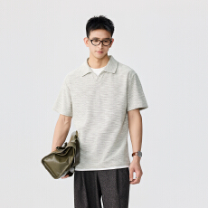 老钱风假两件polo衫t恤男高级感宽松上衣 含税价格:62.1