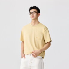 批发麻纹肌理贴袋刺绣T恤{含税价格：53.1}