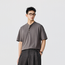 批发浅灰立领亨利衫低调有质感【含税价格：47.4】