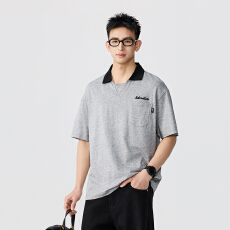 批发高端美式简约亚麻混纺短袖Polo衫男 【含税价格77.9】