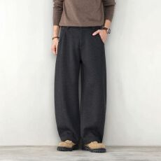 批发绵羊毛慵懒松弛感西裤男款老钱风宽松直筒西装休闲裤子男