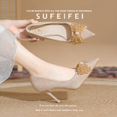 批发法式尖头细跟女高跟鞋2025<b class='q'>夏</b>季新款超仙气质高级感百搭浅口单鞋女