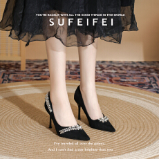 批发法式尖头女细跟高跟鞋2025<b class='q'>夏</b>季新款性感气质名媛风百搭浅口单鞋女