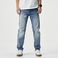 批发美式高街牛仔裤男款欧货修身直筒小脚水洗<b class='q'>高端</b>2025新款秋季裤子男