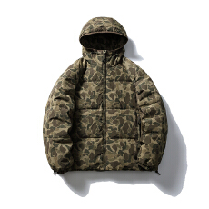 批发黑舰队美式复古户外迷彩三防连帽羽绒服男冬季大码机能工装外套