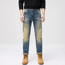 批发2024新款重工水洗怀旧男士牛仔裤韩版百搭潮流青年<b class='q'>修身</b>直筒