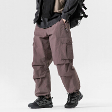 批发黑舰队冬季新款<b class='q'>潮</b>流宽松日系大口袋工装裤男士加绒抽绳休闲长裤