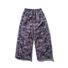 黑舰队户外迷彩羽绒裤男女同款鸭绒宽松舒适保暖潮牌工装阔腿裤