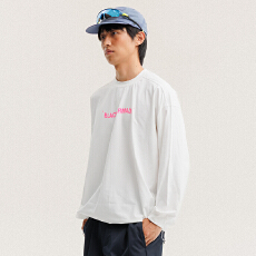 批发黑舰队日系户外运动春秋男女速干T恤字母轻量化圆领宽松落肩长袖