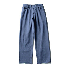 批发黑舰队重磅斜纹纱卡水洗弯刀工装裤男春秋基础款宽松哈伦直筒长裤