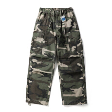 黑舰队秋季新款美式复古重磅户外迷彩工装裤男多口袋直筒休闲长裤