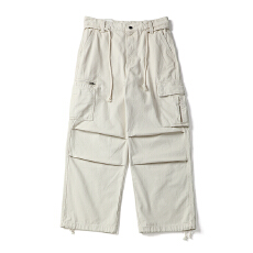 黑舰队复古街头纯棉水洗捏褶工装裤男直筒宽松阔腿高街休闲长裤子