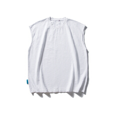 批发黑舰队原创男装日系重磅300g水洗做旧圆领背心<b class='q'>男士</b>夏季纯棉上衣