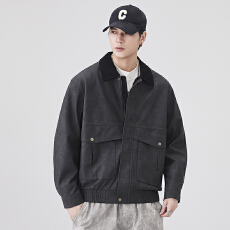 批发美式复古皮衣外套男士潮牌巴恩风宽松耐磨翻领夹克高级感痞帅上衣