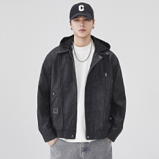 批发美式男士PU皮假两件连帽皮夹克春秋季新款潮牌工装休闲皮衣外套男