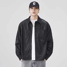 批发美式复古翻领皮衣外套男2025秋季新款宽松痞帅百搭休闲机车皮夹克