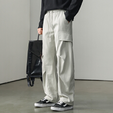 批发2025款设计感拼接休闲裤男士秋季新户外风宽松直筒舒适百搭阔腿裤