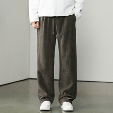 批发2025款雪尼尔弹力休闲裤男士秋季美式复古宽松直筒舒适百搭阔腿裤