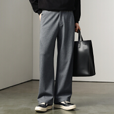 批发2025款直筒休闲裤男秋季新款简约百搭微宽松垂感舒适含羊毛长裤