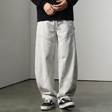批发2025新款美式潮流弯刀休闲裤水洗宽松百搭垂感阔腿裤