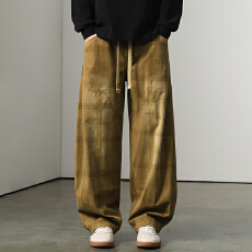 批发2025款美式重磅弯刀裤男款秋冬季宽松小弯刀潮流百搭休闲阔腿长裤