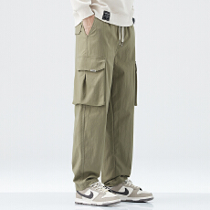 批发2024秋冬新款休闲裤男T800无氨弹仿棉工装裤多口袋束脚潮牌男裤