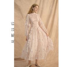 批发法式<b class='q'>碎花</b>裙雪纺长裙长袖裙子夏秋高级穿搭连衣裙女2025新款温柔风