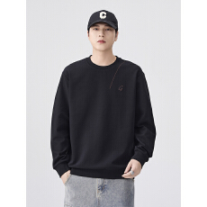 批发秋季美式重磅简约卫衣男潮牌宽松圆领纯色套头休闲长袖<b class='q'>外套</b>潮