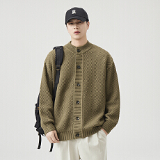 批发美式重磅复古开衫毛衣男冬季新款潮流加厚保暖<b class='q'>针织衫</b>男士秋冬外套