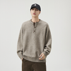 批发秋冬长袖打底衫内搭毛衣男宽松亲肤圆领保暖<b class='q'>针织衫</b>男士上衣