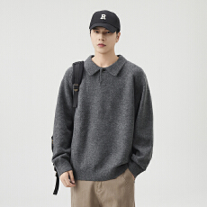 批发美式复古重磅一粒扣男士冬季毛衣保暖加厚休闲<b class='q'>针织衫</b>男慵懒风外套