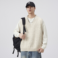 批发羊毛混纺毛衣背心男2025秋冬新款民族风加厚V领针织衫