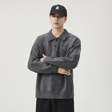 批发冬季重磅翻领针织毛衣男士2025新款宽松大码保暖毛呢百搭休闲外套