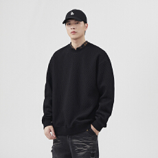 批发<b class='q'>日系</b><b class='q'>复古</b>基础运动风圆领卫衣重磅320克宽松百搭长袖上衣潮